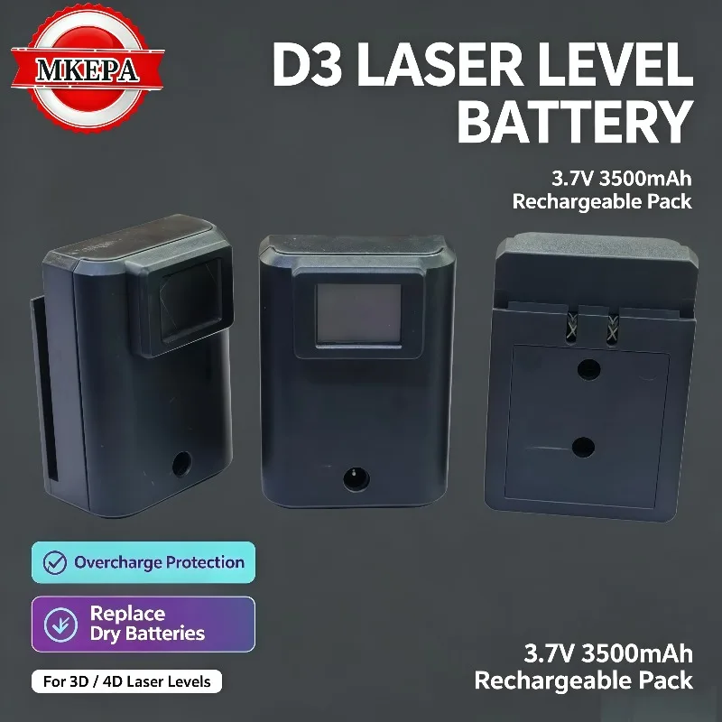 New D3 3.7V 3500mAh Lithium Battery Rechargeable Spare Battery For 12/16 Lines 3D & 4D LPega Laser Level Equipment