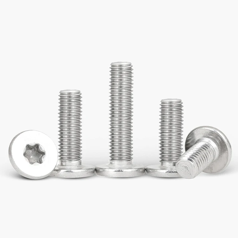 100pcs/lot 304 Stainless Steel CM Six-Lobe Torx Ultra Thin Super Low Flat Wafer Head Screw Bolt M1.6 M2 M2.5 M3 M4 M5 M6 M8