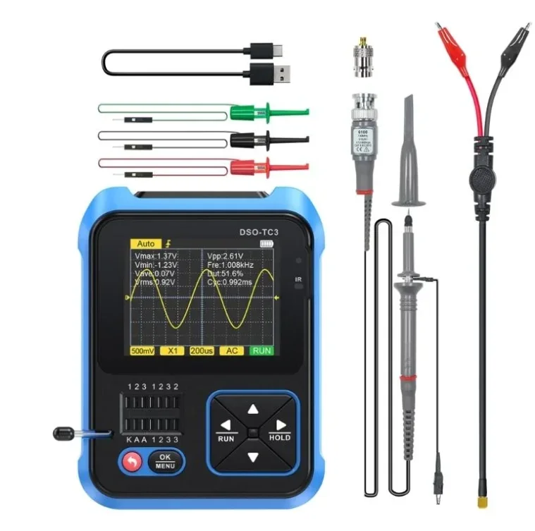 DSO-TC3 Digital Oscilloscope Transistor Tester Function Signal Generator 3 in 1 Multifunctional Electronic Component Tester