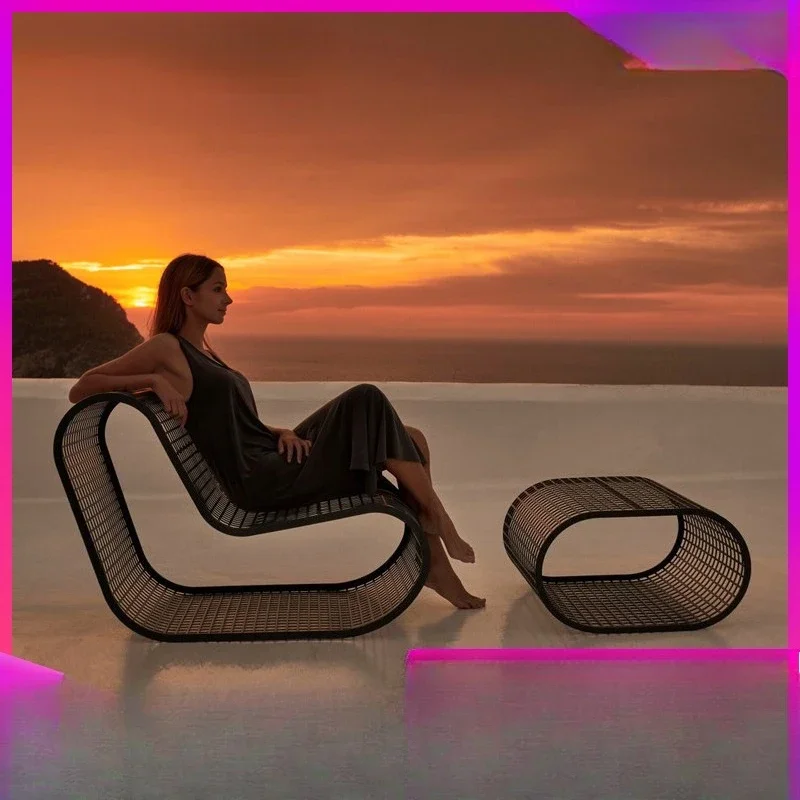 OEMOutdoor sofa swimming pool aluminum rust-proof seat beach lounger sun room vacation sun protection rain-proof woven chair