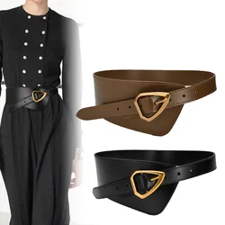 Ceinture Corset large en cuir véritable pour femmes, marque de luxe, boucle ardillon en métal, sangle de taille de styliste, jupe manteau décoratif