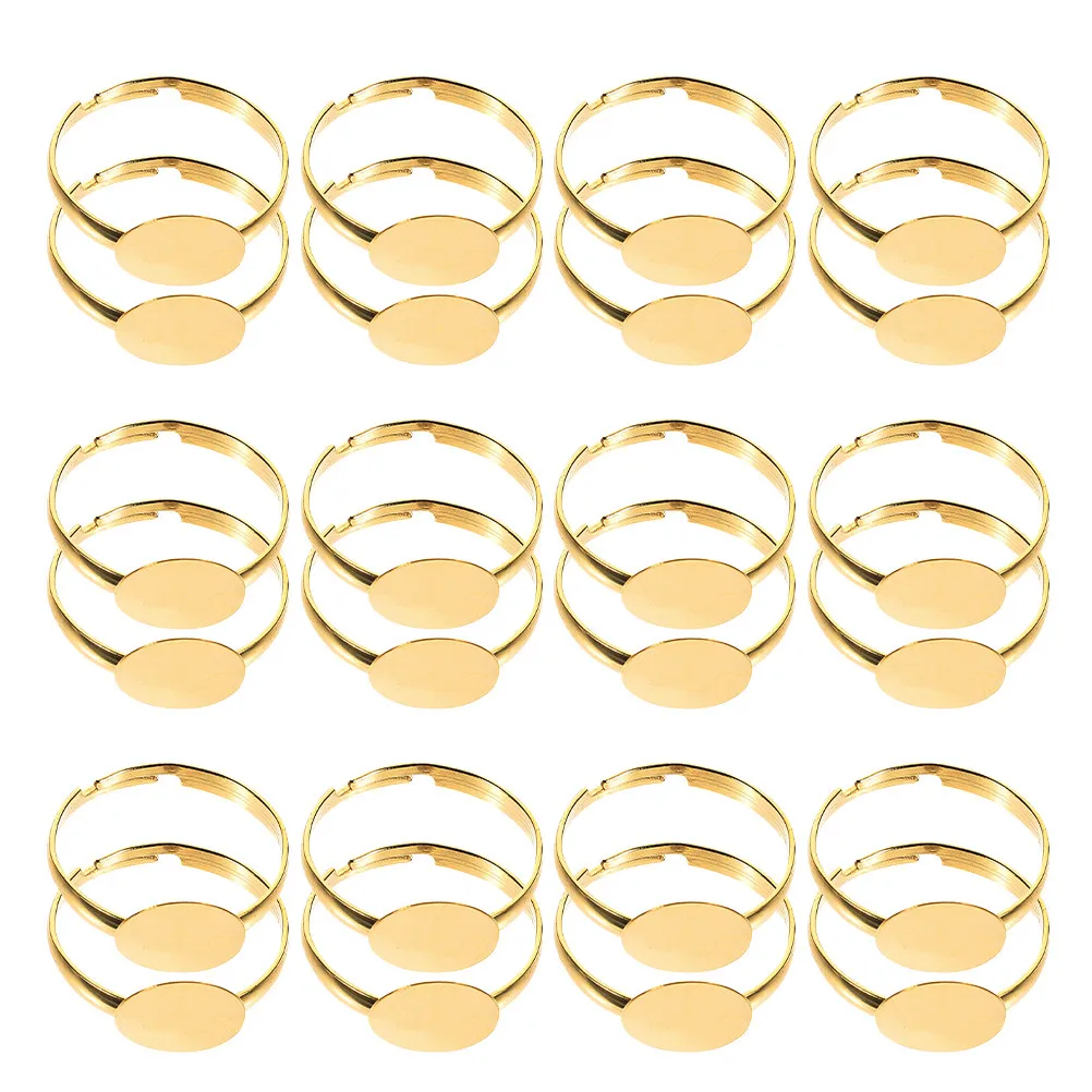 50pcs Blank Ring Settings Flat Round Pad Ring Base For Jewelry Making Adjustable Diy Wedding Band Blanks Jewelry Diy Projects view 6