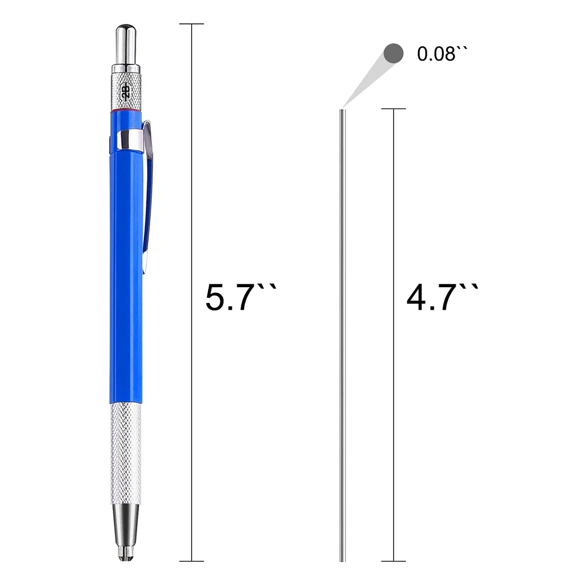 Welders Pencil with 12 Pcs Round Silver Refills, Metal Marker Pen Metal Carbide Scriber Mechanical Pencils