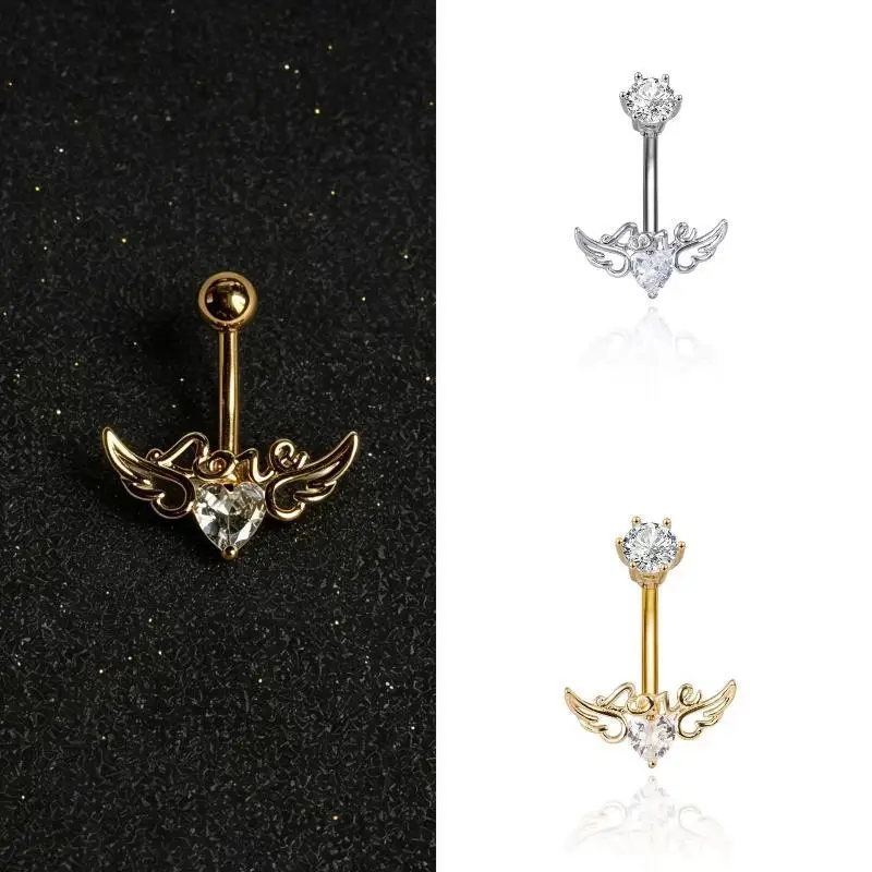 Angel Wings Belly Button Ring Navel Piercing Sexy Belly Rings Body Piercing Navel Rings Body Jewelry For Women Girls