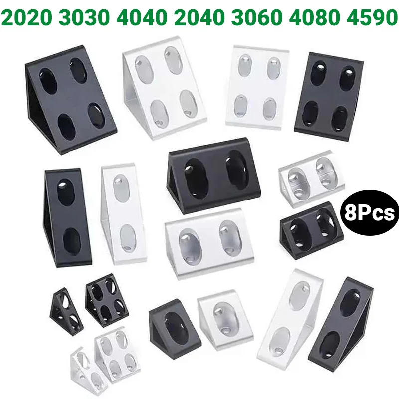 

8Pcs/Lot Aluminum Profile Right Angle Triangle Block Triangle Connector Bracket for 2020 3030 4040 4545 2040 3060 Alu Profiles