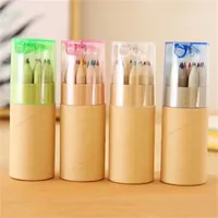 6/12Colors Barreled Colored Pencils Kawaii Child Drawing Art Pencils Crayon Student Drawing Sketching School Stationery Supplies
