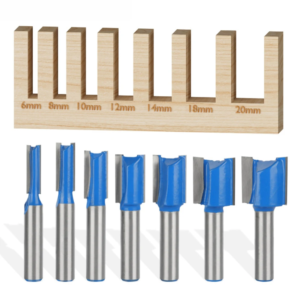 8mm Shank Straight Woodworking Router Bit Set Carpenter Milling Cutter 6mm 8mm 10mm 12mm 14mm 18mm 20mm Cutting Diameter