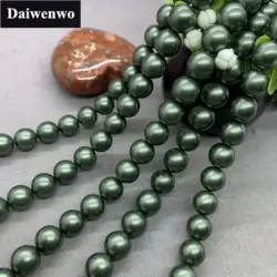 Natural Plating Dark Green Ocean Shell Pearl Bead 6-12mm Round Loose DIY Jewelry