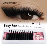 MASSCAKU-pestañas Easy Fanning Bloom, volumen de floración automática, pestañas individuales de visón sintético, extensión de pestañas naturales gruesas