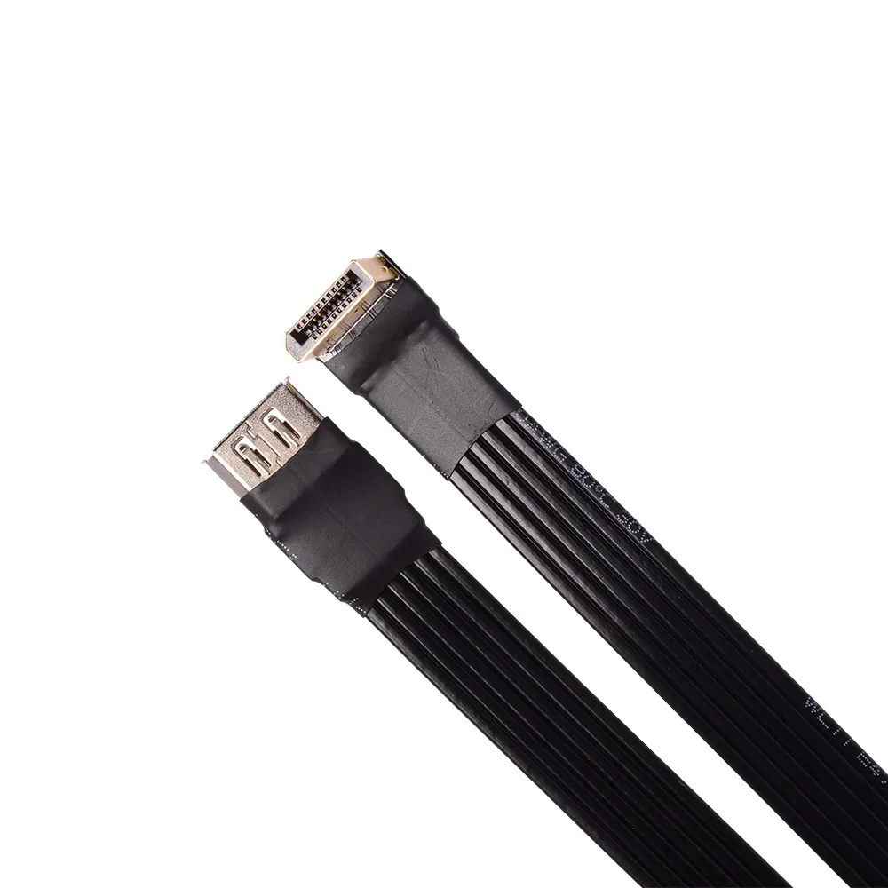 DP 1.4 Male To Female Extension Cable Display Port DP1.2/1.4/2.1 HDR/DSC Elbow Flat Thin Soft for GPU Graphics Card Adapter