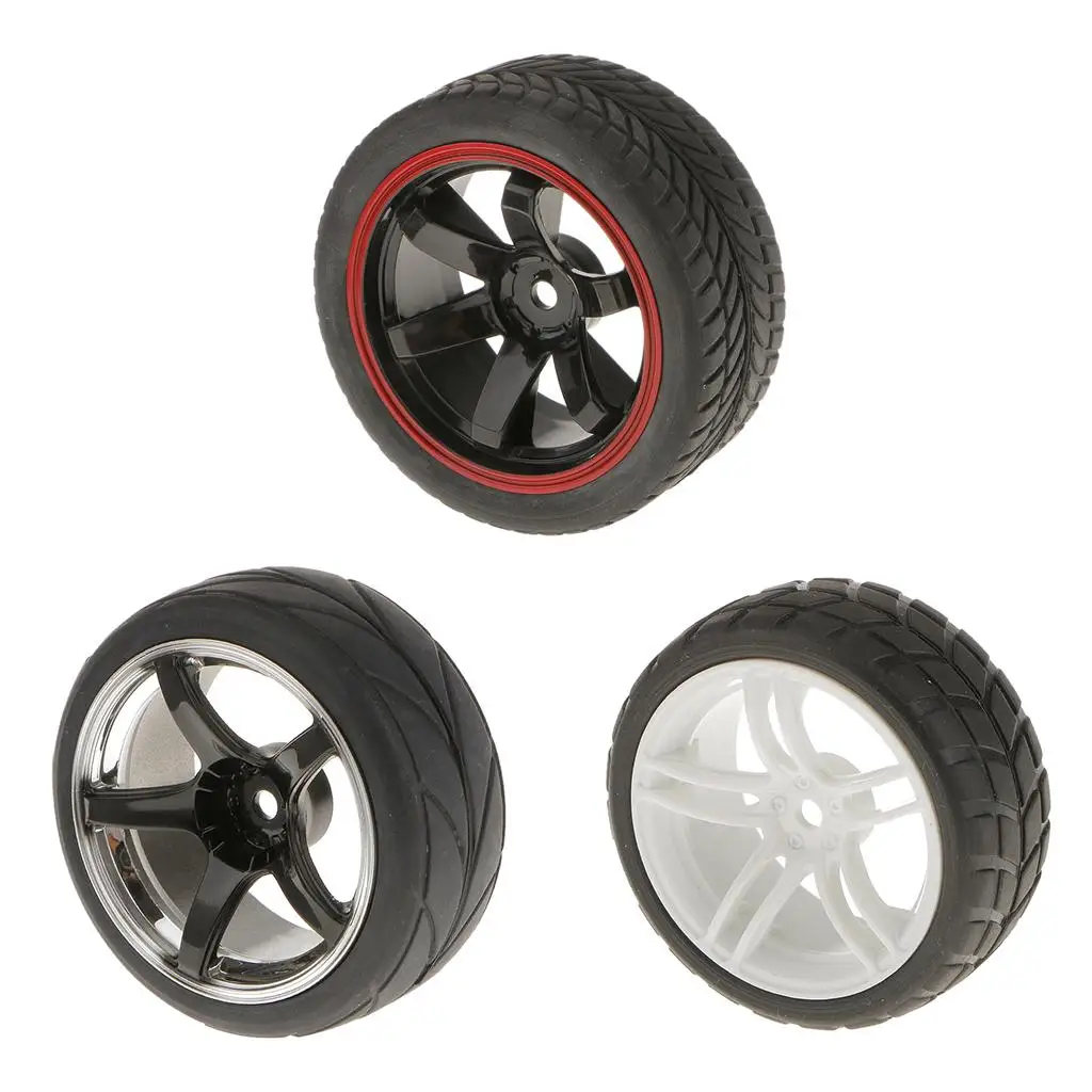 Pack of 4 Rally Tires Tyre & Wheel Rims with 12mm Hex for RC 1/10 HSP HPI Car 701A-6085