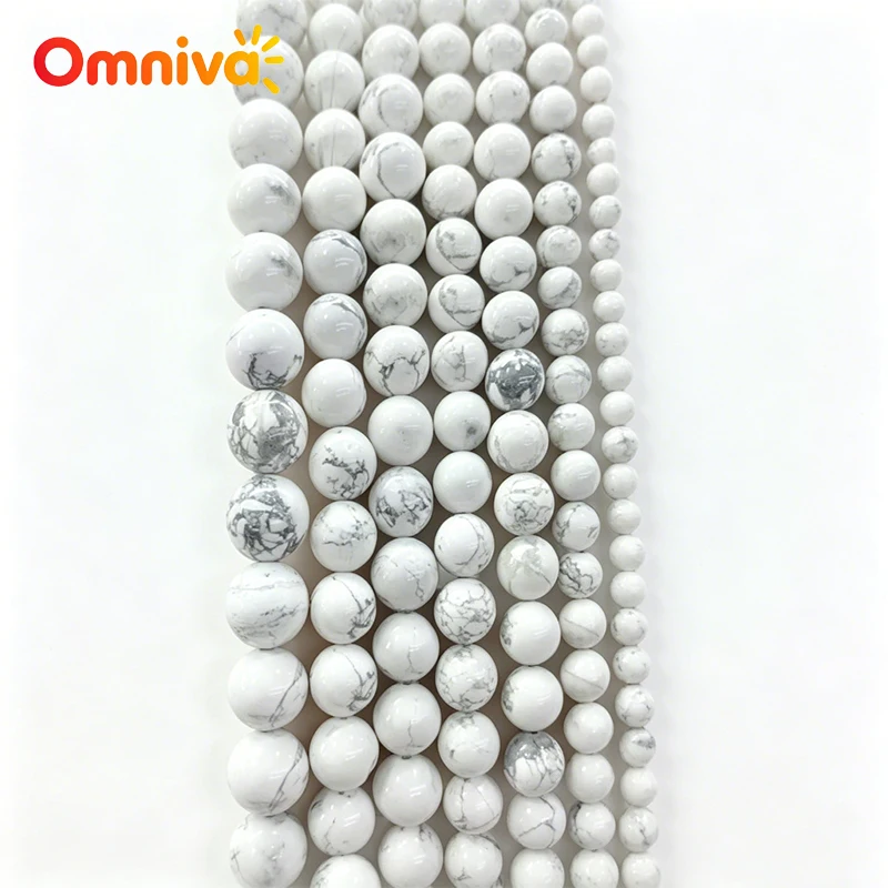 Natural Howlite Round Beads White Turquoise Loose Gemstone Beads for Jewelry Making Bracelet Necklace 6mm 8mm 10mm 15inch Strand