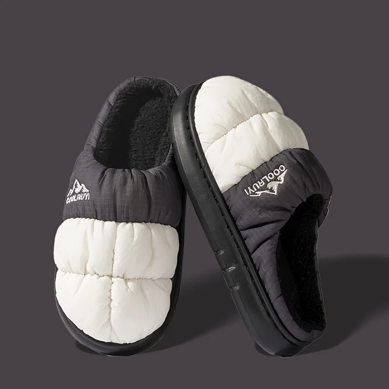 مقاوم للماء أسفل القماش نعال من القطن شتاء دافئ اصطف داخلي المنزل عدم الانزلاق نعل سميك نعال من القطن للرجال