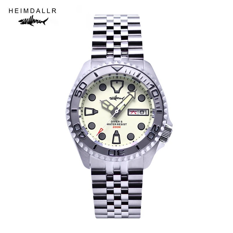 Heimdallr Automatic Watches SKX007 Full Lume V2 NH36A Movement Stainless Steel Fixed Bezel 44mm Sapphire 20Bar Watch Men