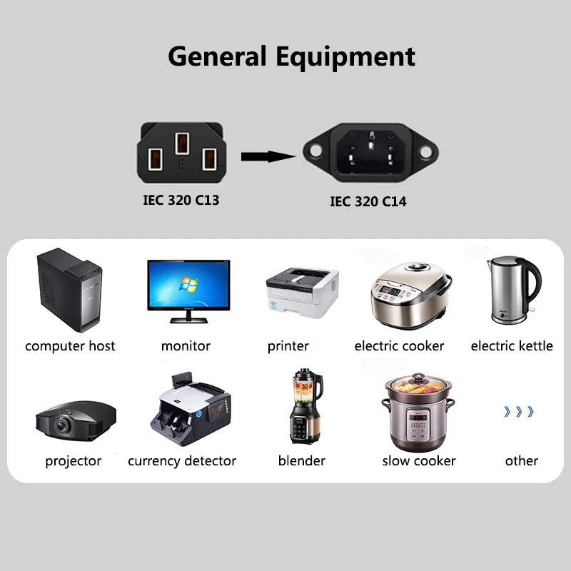 Estensione elettrica EU 4.0mm IEC C13 cavo di alimentazione europeo stampante di alimentazione 220V per PC Plug Monitor proiettore LG TV 1.2M