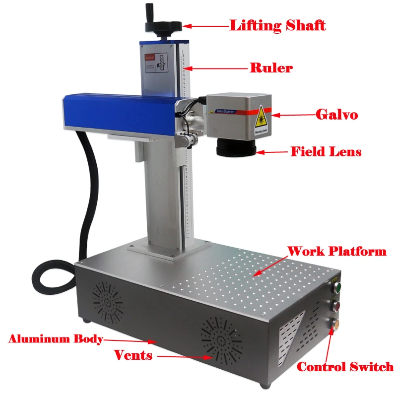 Raycus Max 50W 30W 20W Fiber Laser Metal Marking Machine 40W 30W CO2 Wood Laser Engraver with Rotary Axis for Gold Steel Cutting