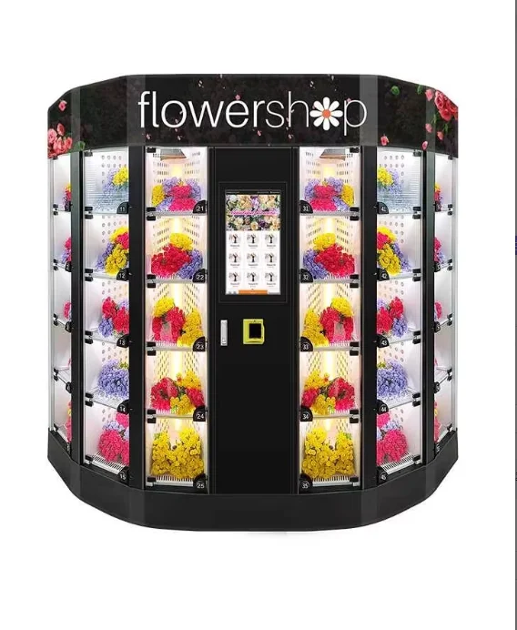 Black Flower Vending Machine Unmanned Self-service Kiosk with QR Code Payment 24-hour Custom-made Vending Unit Customized