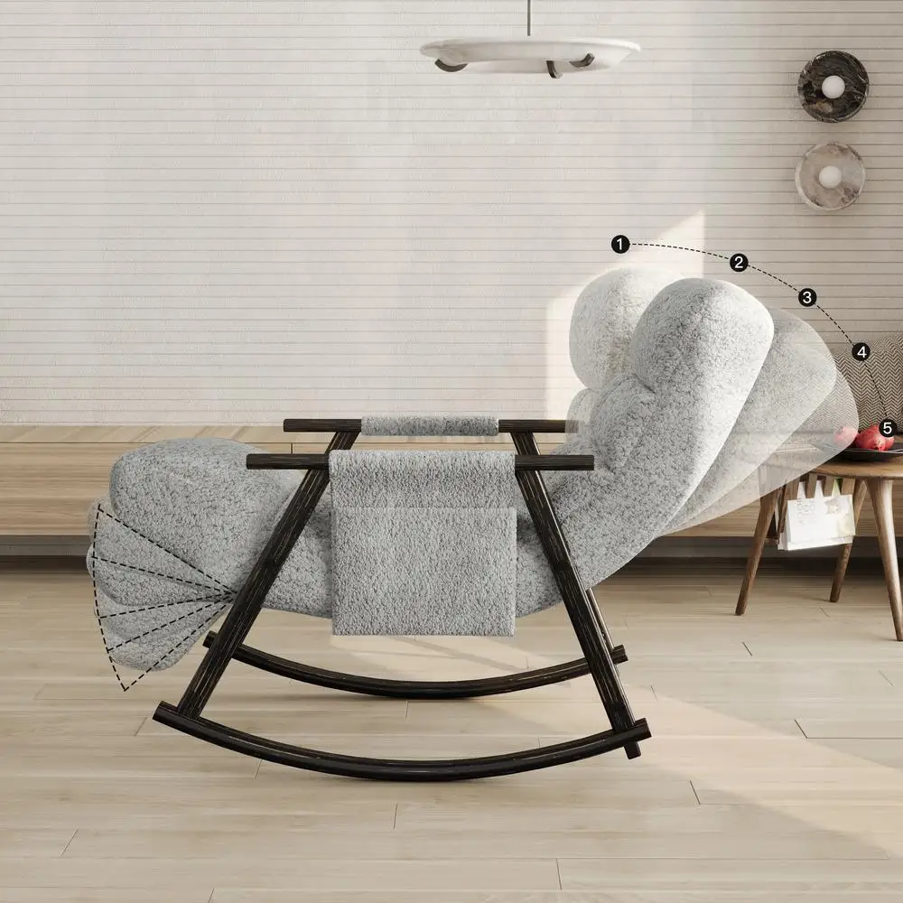 كرسي هزاز قابل للطي قابل للتعديل عالي الظهر ومسند للقدمين كرسي صالة منجد لغرفة المعيشة وغرفة النوم والشرفة