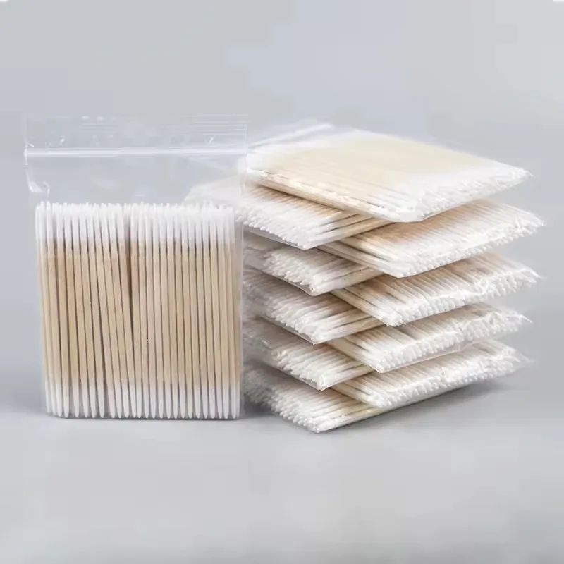 100- 500Pcs Disposable Ultrasmall Cotton Swab Brush Lint Free MicroWood MakeupBrushes Eyelashtattoo clean,Tattoo accessories