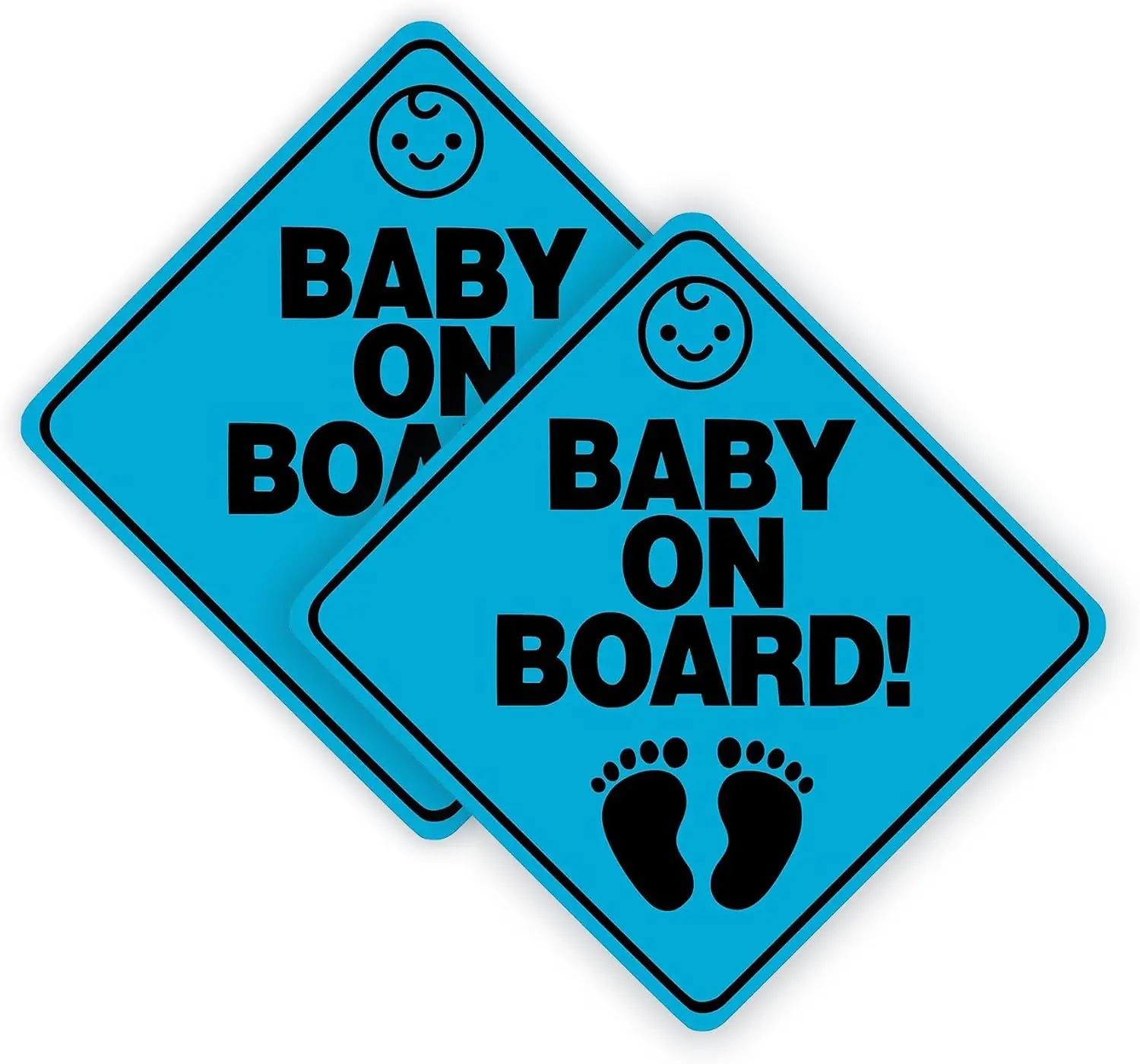 2 Pack Baby On Board Blue PVC Sticker For Car And Van Rear Windows Passenger Awareness Notice Decal