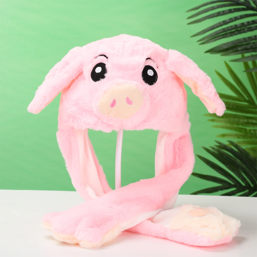 Winter Warm Moving Jumping Animals Ear Hat Rabbit Pinch Airbag  Funny Cap