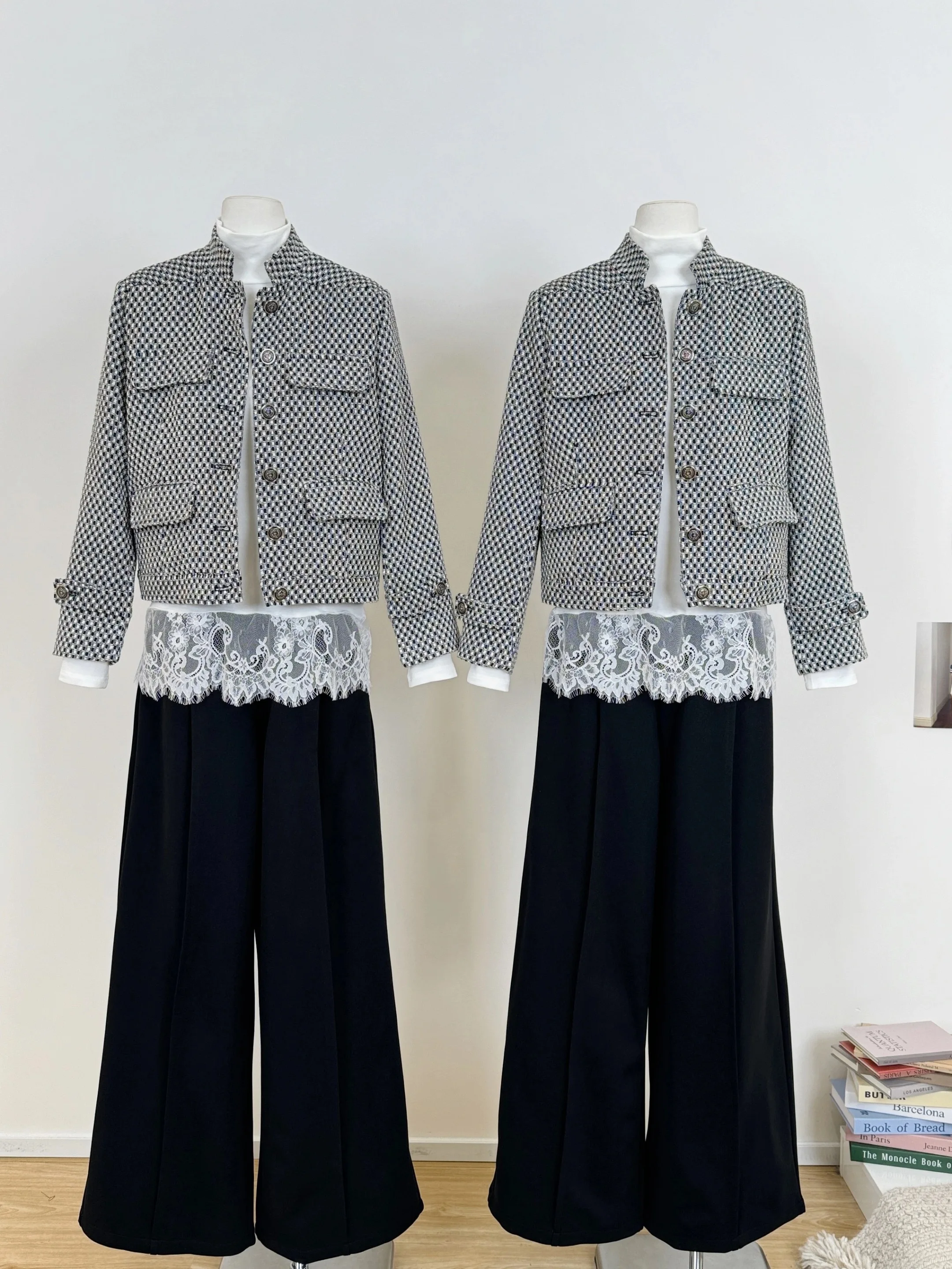 

MOXI Assistant Manager Cheered Stand Collar Jaet Commuter Sle Women's ort Outerwear Long Sve Stand Fit Button C...