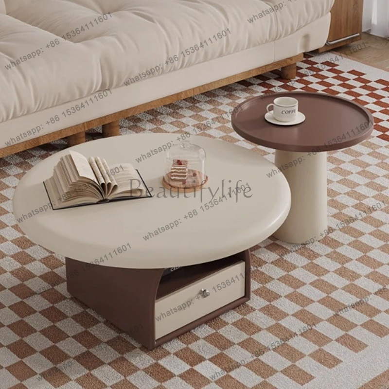 

French Cream Style Coffee Table Modern Luxury Minimalist Living Room Retro Coffee Tables Movable Home Furniture Escritorios