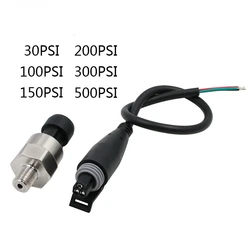 Pressure Sensor Transmitter Transducer Stainless Steel 1/8”-27 NPT Oil Fuel Diesel Air Gas Water Import Ceramic with 0.3m Cable