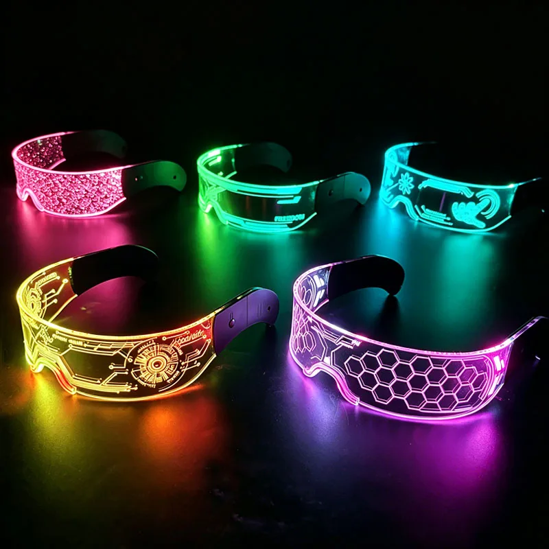 Fajne świecące kolorowe diody LED świecące okulary świecące lampa neonowa migające okulary na imprezę do imprezowa ozdoba do tańca DJ w klubie nocnym