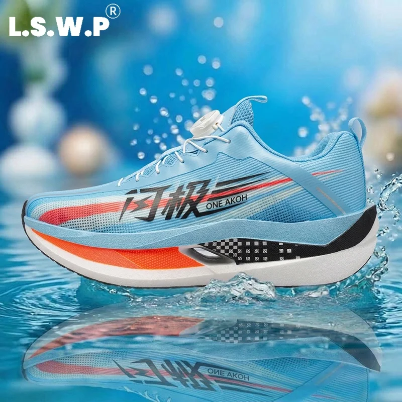 Men's Casual Sports Shoes, Fashionable Color-Blocking Racing Running Shoes, Hollow-Out Cushioning Sole Sneakers, Breathable Fly-Knit Mesh Running Shoes, Non-Slip and Wear-Resistant, Youth Campus Marathon Training Outdoor Jogging Fitness Shoes, Multi-Color Trendy Sports Shoes for Men and Women