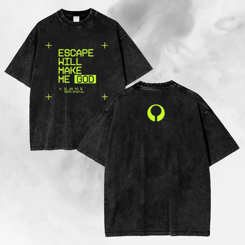 Vintage Wash Neon Cyber Runner Soldier Graphic T-Shirt, Futuristic Sci-Fi Shooter Armor Tee Women and Man T-Shirt Washed T-shirt