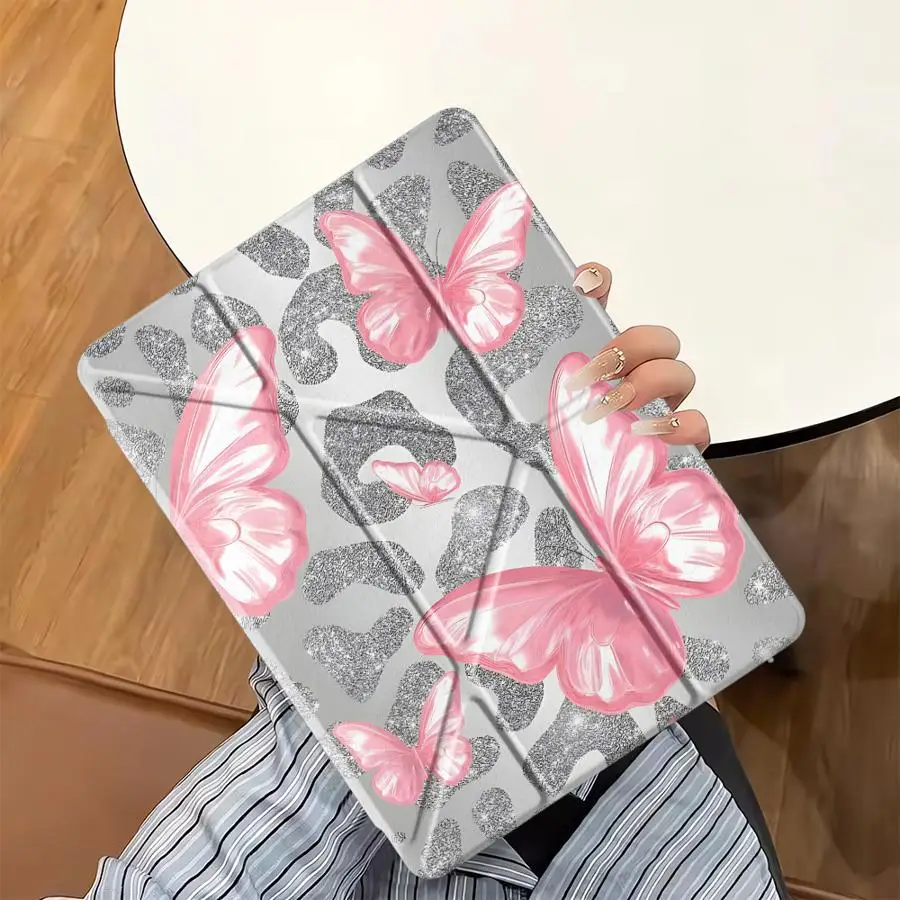 

Чехол для планшета с леопардовым принтом и бабочками для iPad Air 4 5 M3 M2 1 2 M4 11 дюймов, Mini 6 7 Pro 2025, Pro 11th 10th 9th 8th 7th, 12.9 дюймов