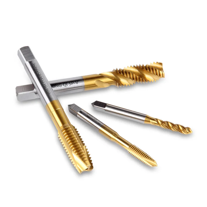 M12 Tapping Drill Bit Titanium Plated Straight Groove Spiral Tap for Stainless Steel