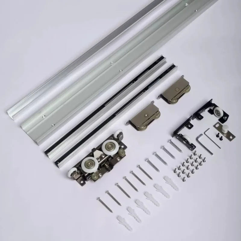 Invisible rail hardware accessories sliding door two-way buffer damping wooden door track side sliding door