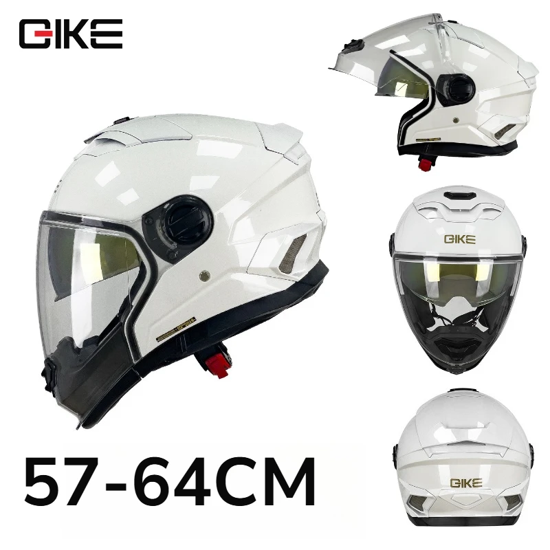 GIKE Detachable Chin Guard 3/4 Motorcycle Helmet Dual Visor Open Face Safety Helmet for Men Women
