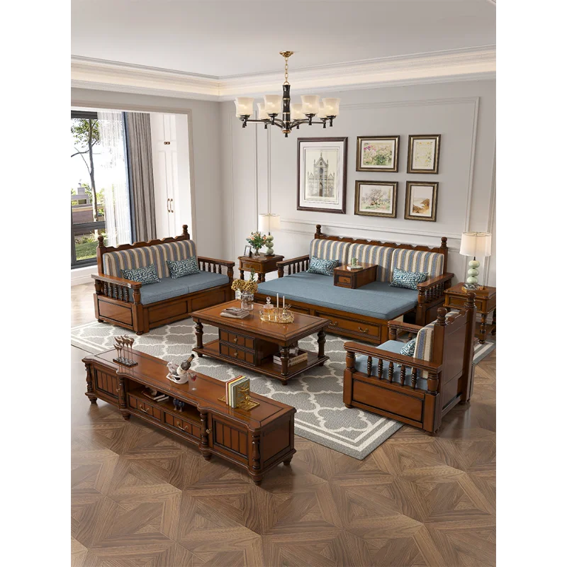 أريكة سرير خشبية صلبة ريفية كلاسيكية أمريكية قابلة للطي سرير أرهات مزدوج شقة صغيرة قابلة للسحب للجلوس والاستلقاء مزدوجة P