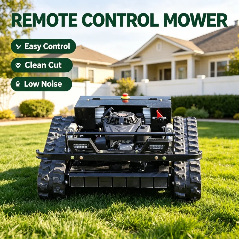 Customized CE/EPA Tracked Radio Control Grass Mower Electric 4WD Drive Smart Mower Hillside Hilly Terrain Powerful