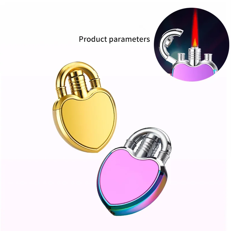 

Portable Creative Fashion Metal Love Butane Gas Lighter Red Flame Ladies Cigarette Gadget Men's Gift Cigarette Accessories