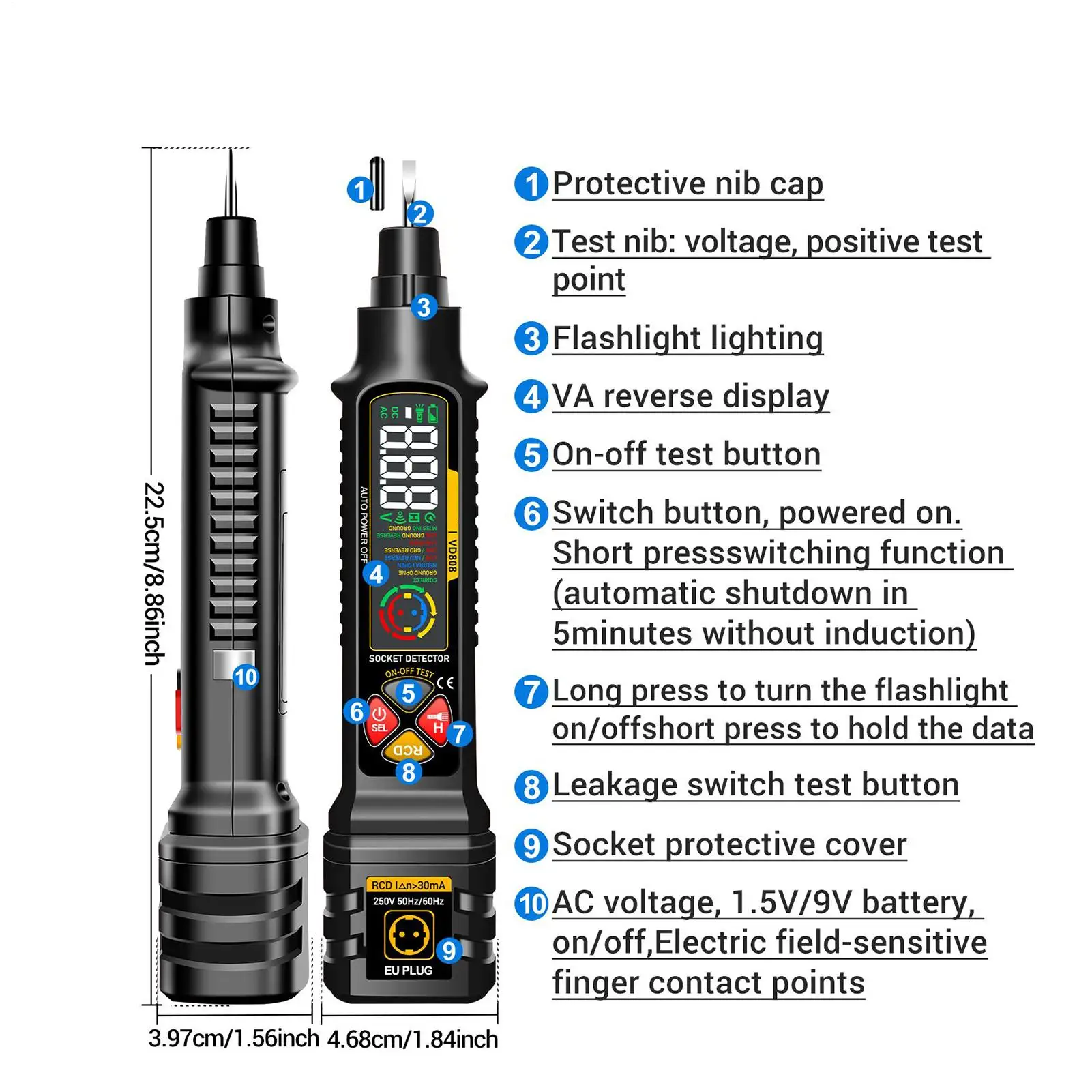Circuit Breaker Finder Outlet Checker Smart With LED Display & Light 2-300V Electric Circuit Tracer For Home Electric Power Rv