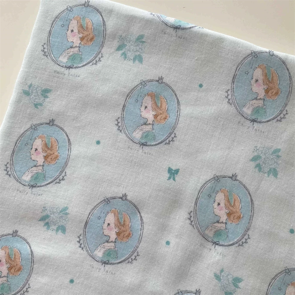 

Двухслойная пряжа из чистого хлопка, синяя серия, пижамы с мультяшным принтом для маленьких девочек, домашняя одежда, полотенце для слюны, швейная ткань