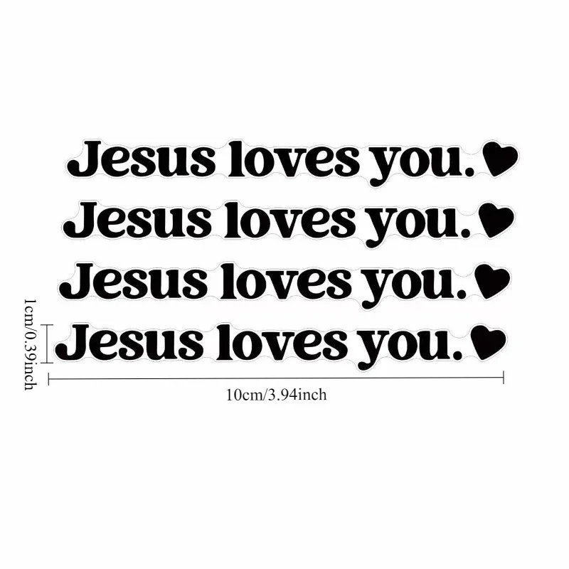 4Pcs Jesus Loves You Religious Waterproof Vinyl Sticker Decal for Bicycle MTB Frame Motorcycle E‑Bike Car Rearview Mirror Decor