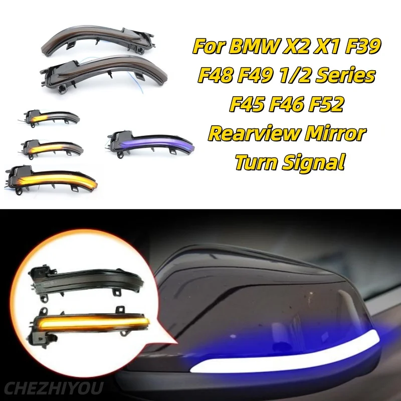 

For BMW X2 X1 F39 F48 F49 1/2 Series F45 F46 F52 Rearview Mirror Flow Light Dynamic Turn Signal Car Accessories