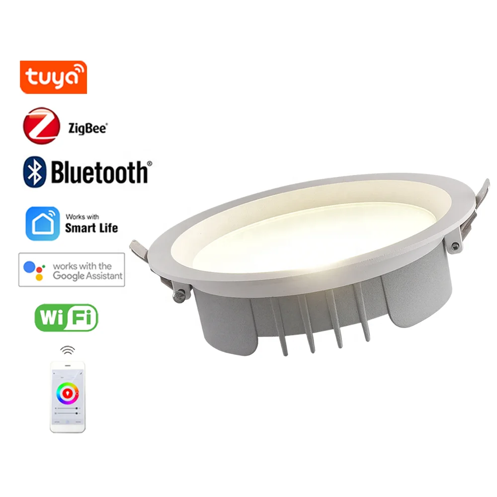 Big Size Ceiling Downlight Light Led Cct Change Zigbee Dimmable 8w 12w 20w 30w 35w 40W Led Downlight for Department Store Shop
