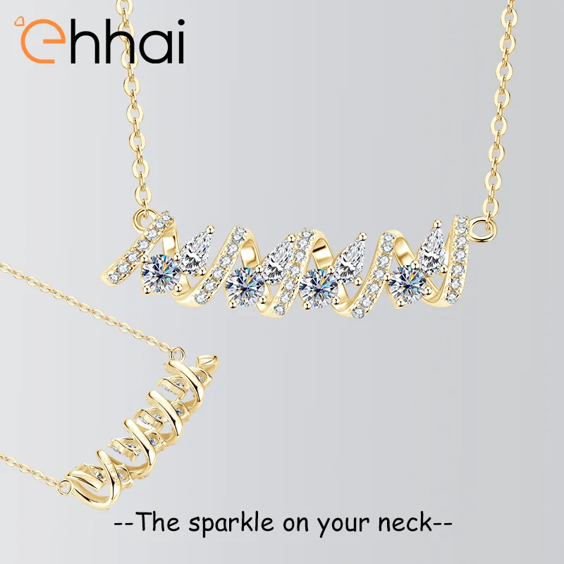 

Ehhai GRA Certified Pear Cut Moissanite Wave Pendant Necklace for Women Real 925 Sterling Silver Chain Wedding Fine Jewelry Gift