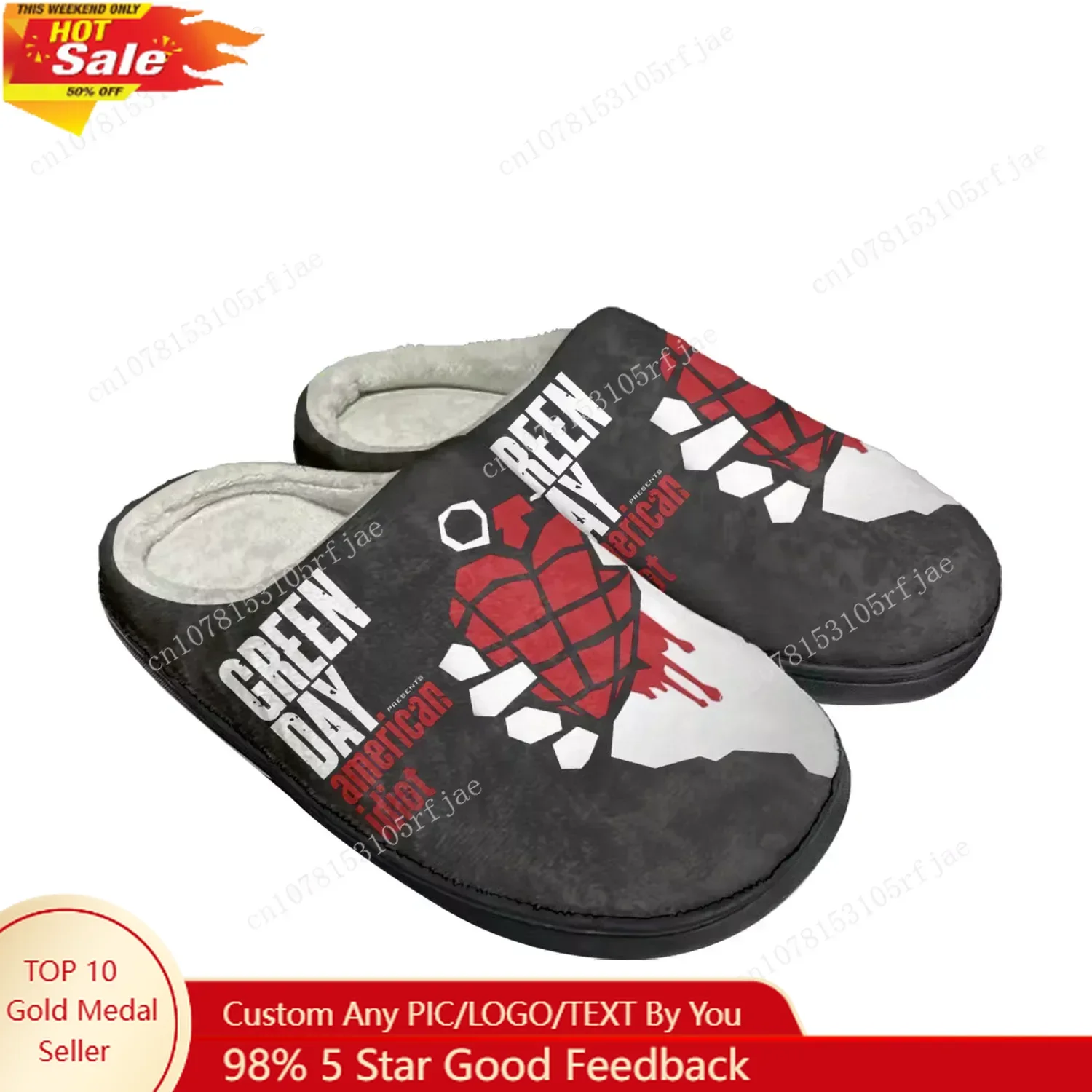 

Green Day Pop Rock Band Home Cotton Custom Slippers Mens Womens Sandals Plush Bedroom Casual Keep Warm Shoe Thermal Slipper