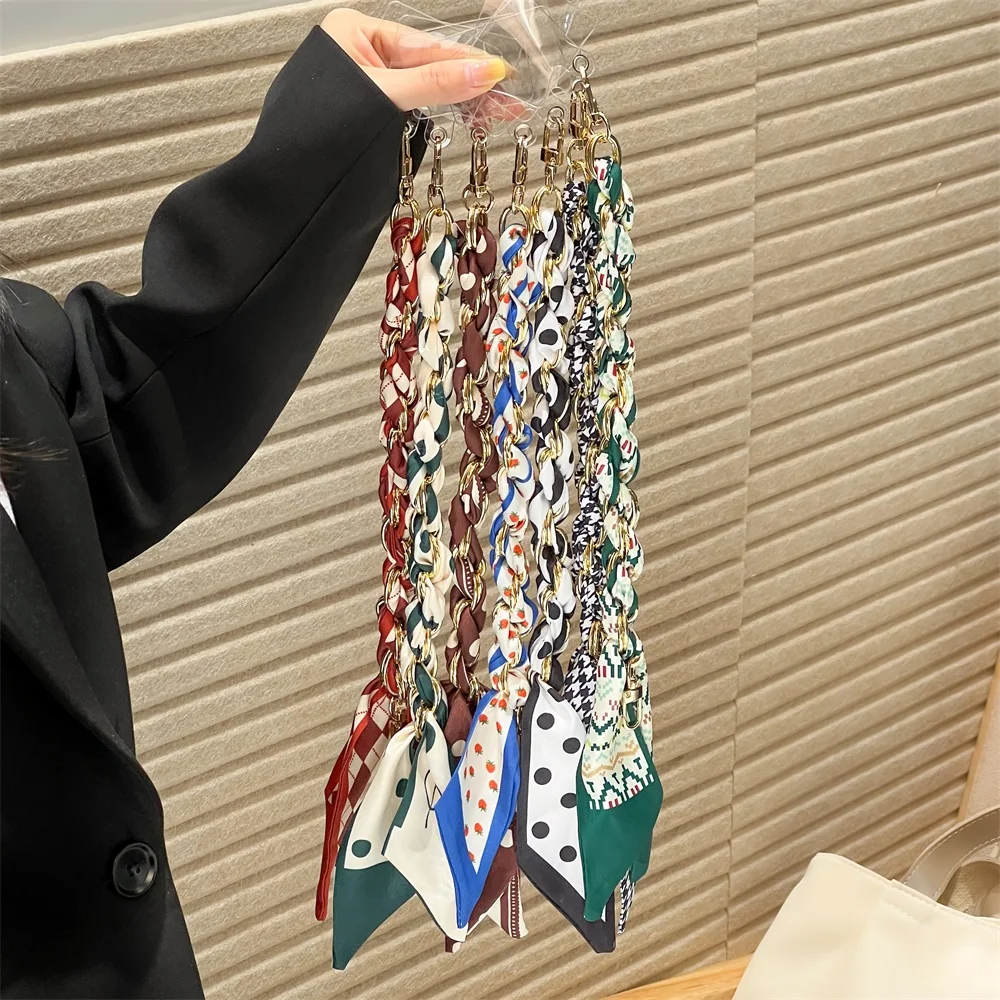 For Mobile Phone Short Lanyard Universal Silk Scarf Hand Wrist Strap Rope For Bag Chain Pendant Cell Phone Case Accessories view 5