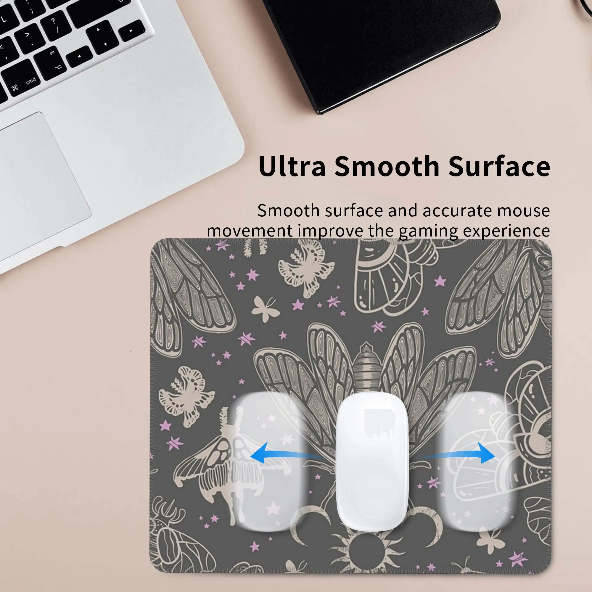 Esoteric Cicada And Moth Witchy Celestial Sun Moon Mouse Pad Computer Keyboard Mouse Mat Gaming PC Laptop Desk Mat Table Mats