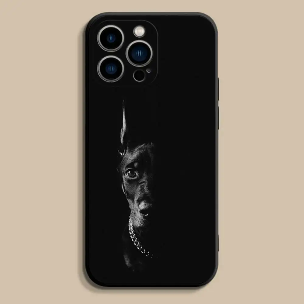 Чехол для телефона Cool D-Doberman D-Dog для iPhone 17,16,15,14,13,12,Pro,Max,Plus,E,SE4,Air,Mini,черный мягкий чехол