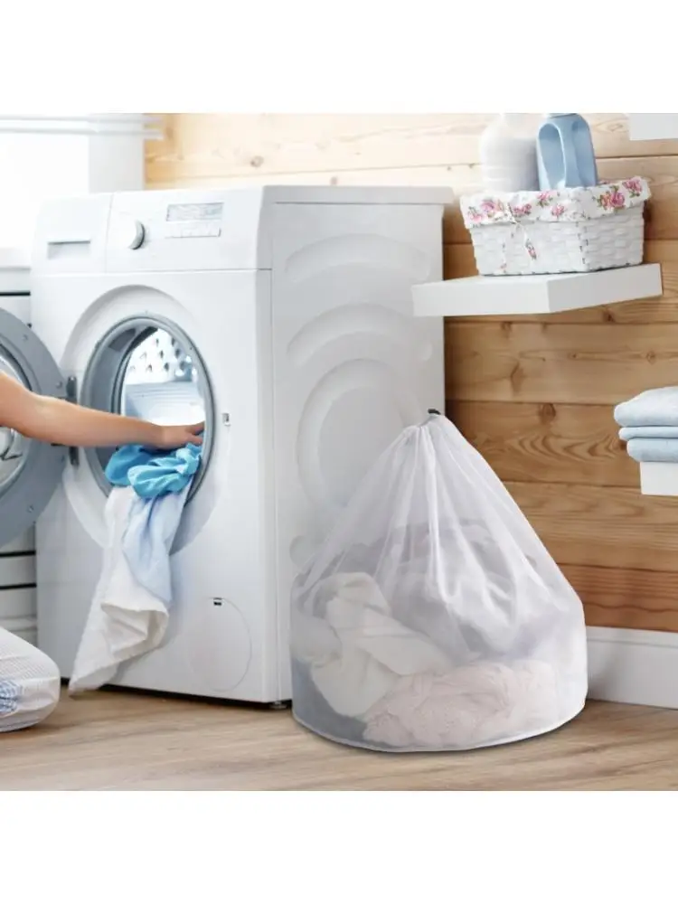 

E8BD Protective Drawstring Laundry Storage Bag Thickened Mesh Designs Machine Wash Safe Clothes Organizers