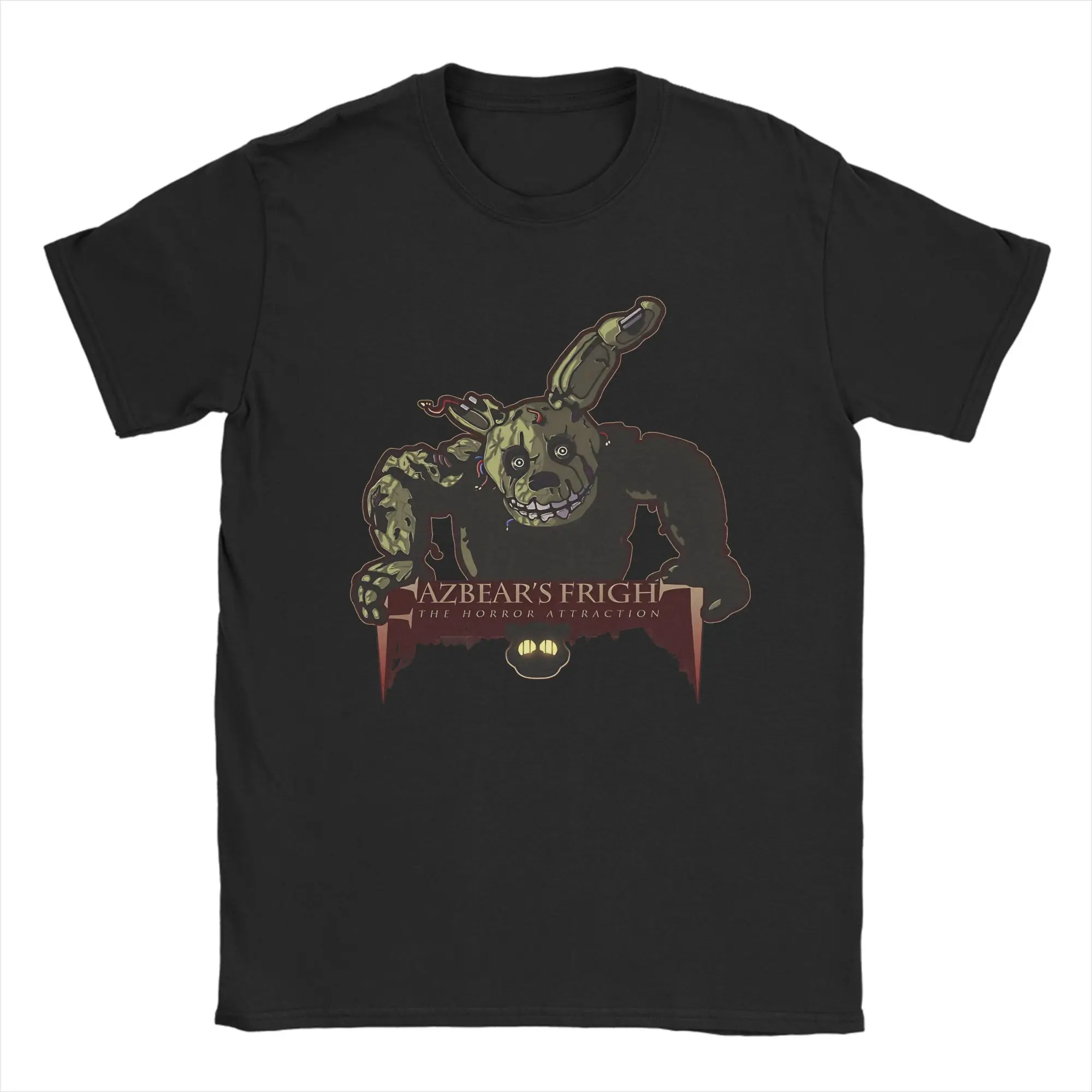 Funny Springtrap Fazbear's Fright The Horror Attraction T-Shirt for Men O Neck Cotton T Shirt Short Sleeve Tee Shirt Gift Idea
